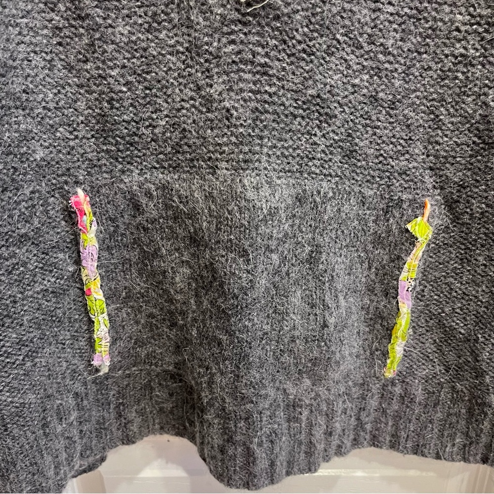FREE PEOPLE Gray Orange Fair Isle Nordic Wool Blend
Sweater Size Large - Picture 6 of 13